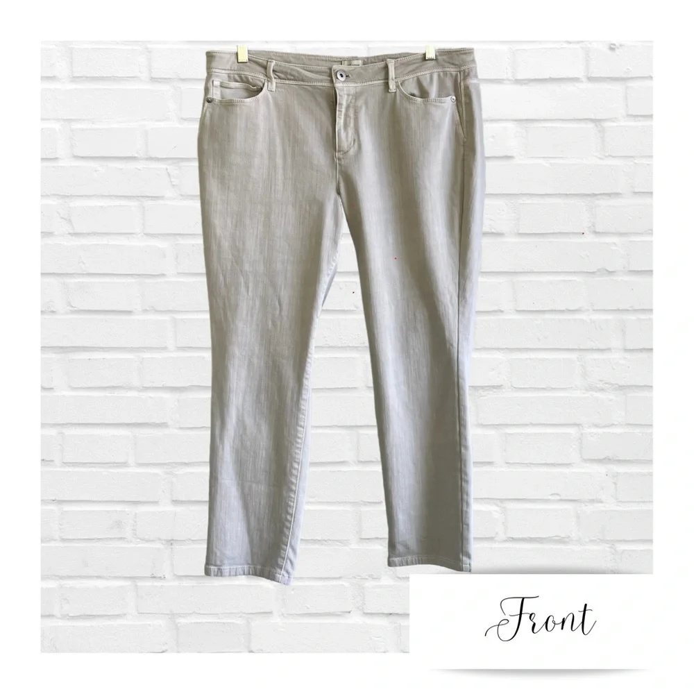 J Jill Denim Authentic Fit Slim Leg Ankle Women’s Size 16P Cream White D… - Picture 2 of 11